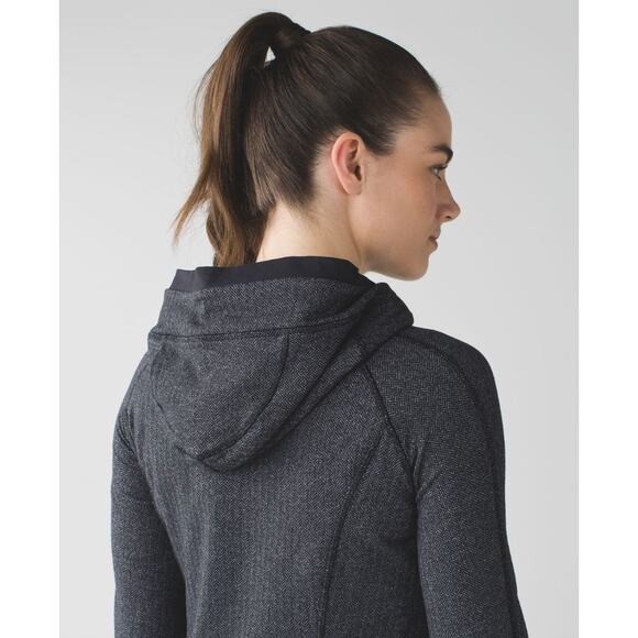 Lululemon Think Fast Hoodie Heathered Herringbone Heathered Black 12 - Picture 3 of 9